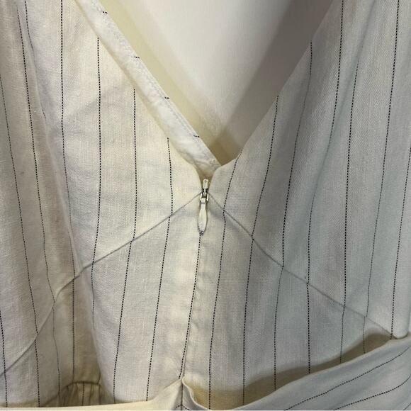 Marissa Webb Kierra Linen Blend Pinstriped Midi dress white - 4 - Picture 9 of 11